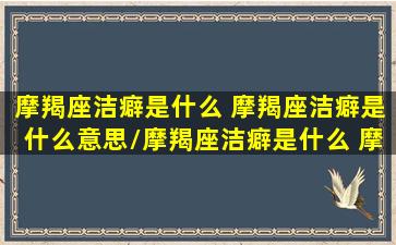 摩羯座洁癖是什么 摩羯座洁癖是什么意思/摩羯座洁癖是什么 摩羯座洁癖是什么意思-我的网站